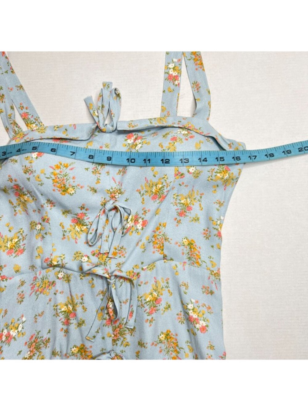 Reformation Eddie Dress in Grazia Blue Floral Midi Sundress bows 4 - Picture 7 of 13